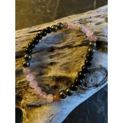 Bracelet Tourmaline Hématite Quartz Lépidolite 6mm - Bijou lithothérapie Quartz