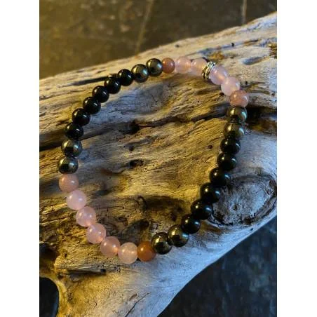 Bracelet Tourmaline Hématite Quartz Lépidolite 6mm - Bijou lithothérapie Quartz