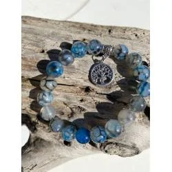 Bracelet Agate Veine Dragon 10mm Arbre de Vie - Bijou lithothérapie Agate