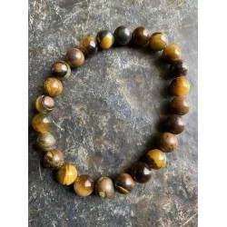 Bracelet Œil de Tigre 8mm - Protection et Confiance - Bijou lithothérapie bien-être