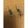 Boucles Oreilles Agate Veine Dragon Verte - Bijou lithothérapie Agate