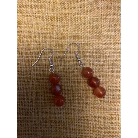 Boucles Oreilles Cornaline - Énergie Solaire - Bijou lithothérapie Cornaline