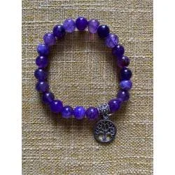 Bracelet Agate Veine Dragon Violet 8mm - Bijou lithothérapie Agate