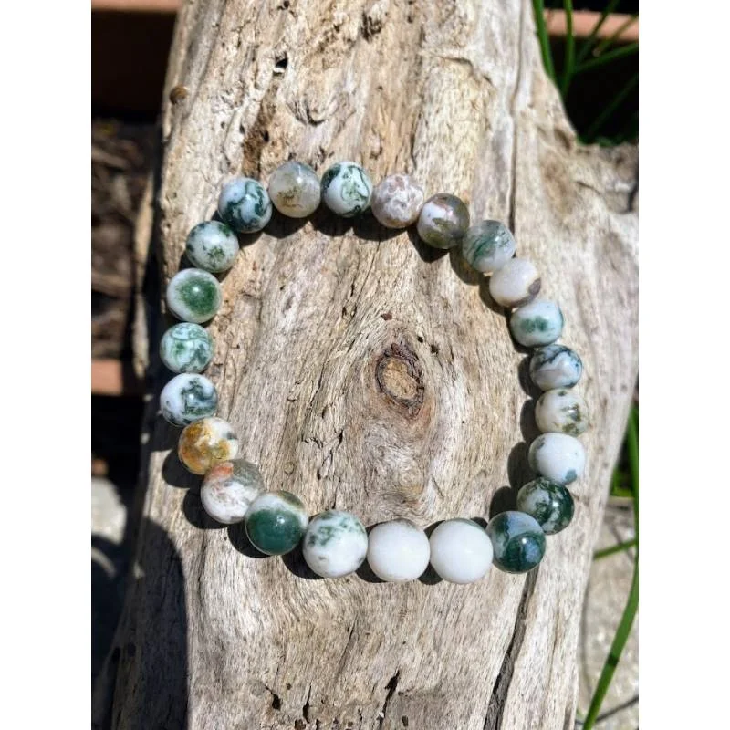 Bracelet Agate Arbre 8mm - Connexion Nature - Bijou lithothérapie Agate