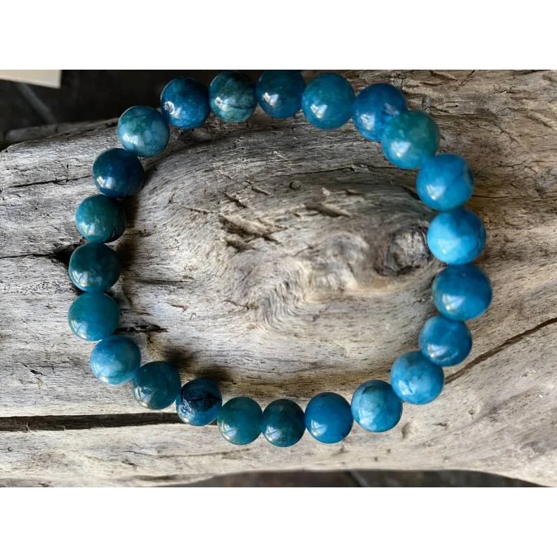 Bracelet Apatite Bleue 8mm - Concentration et Créativité - Bijou lithothérapie bien-être