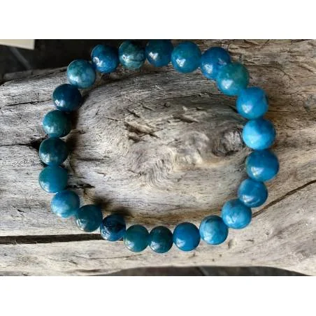 Bracelet Apatite Bleue 8mm - Concentration et Créativité - Bijou lithothérapie bien-être