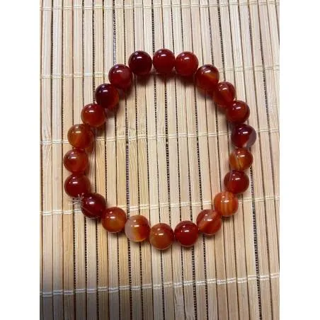 Bracelet Cornaline 8 mm- Énergie Solaire et Confiance - Bijou lithothérapie Cornaline
