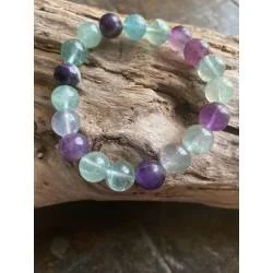 Bracelet Fluorite Multicolore 10mm Concentration - Bijou lithothérapie bien-être