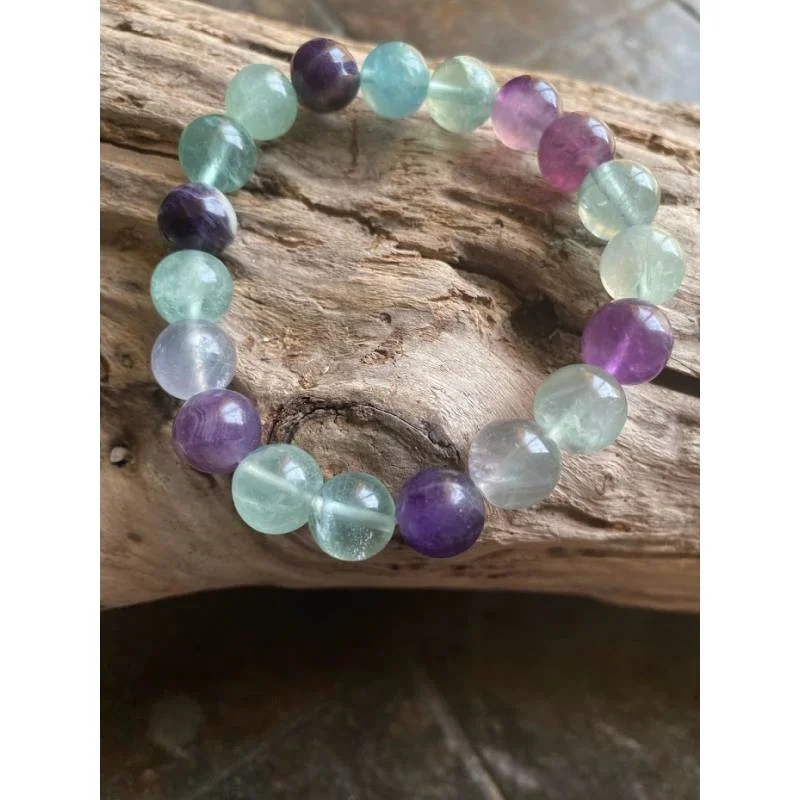 Bracelet Fluorite Multicolore 10mm Concentration - Bijou lithothérapie bien-être