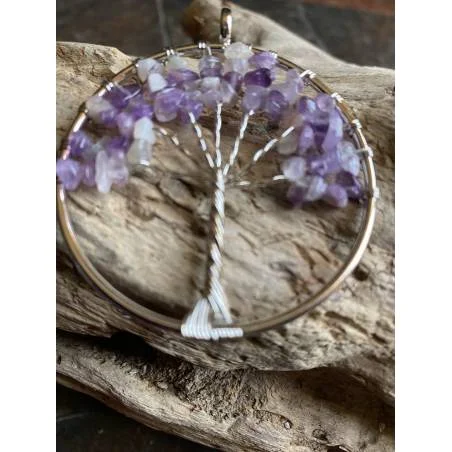 Pendentif Améthyste Méditation Sagesse - Bijou lithothérapie Améthyste