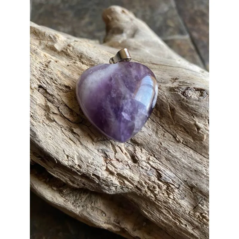 Pendentif Cœur Améthyste Amour Spirituel - Bijou lithothérapie Améthyste