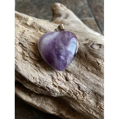 Pendentif Cœur Améthyste Amour Spirituel - Bijou lithothérapie Améthyste