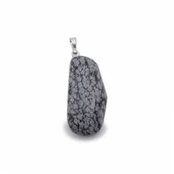 Pendentif Obsidienne Flocon Neige - Protection Douce - Bijou lithothérapie Obsidienne
