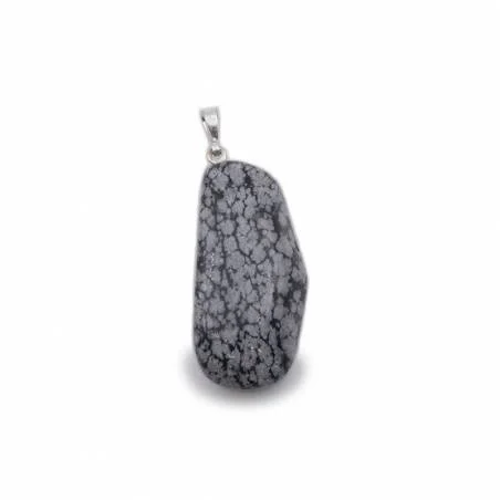 Pendentif Obsidienne Flocon Neige - Protection Douce - Bijou lithothérapie Obsidienne