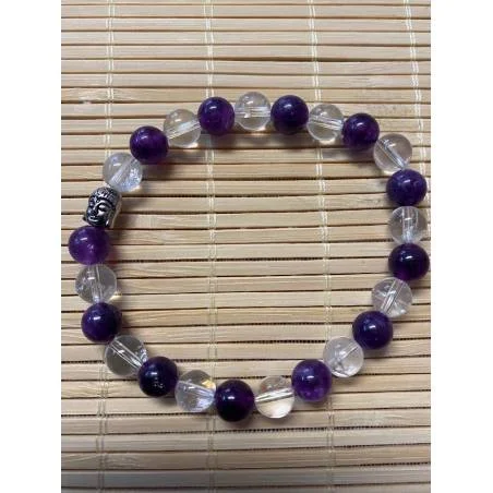 Bracelet Améthyste Cristal Roche - Purification et Amplification - Bijou lithothérapie Améthyste