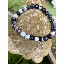 Bracelet Jaspe Zébré 8mm Tour 22cm - Équilibre - Bijou lithothérapie Jaspe