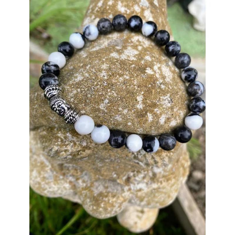 Bracelet Jaspe Zébré 8mm Tour 22cm - Équilibre - Bijou lithothérapie Jaspe