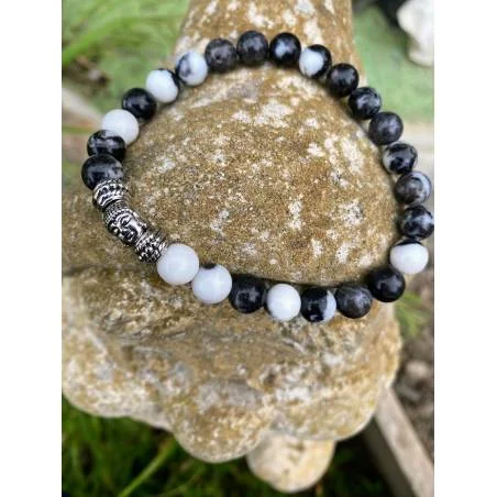 Bracelet Jaspe Zébré 8mm Tour 22cm - Équilibre - Bijou lithothérapie Jaspe