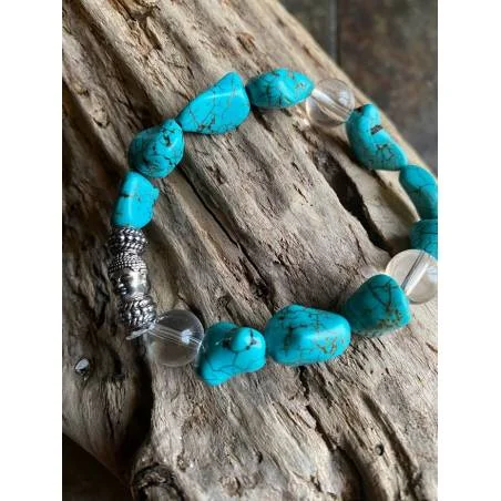 Bracelet Turquoise Cristal Roche - Communication - Bijou lithothérapie Cristal